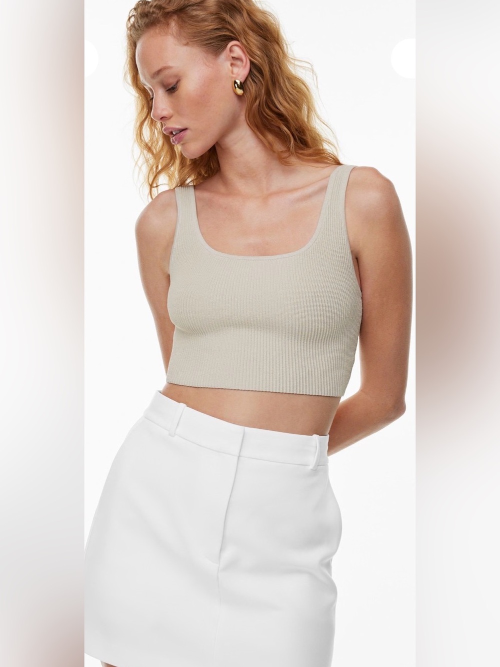 Aritzia Babaton Sculpt Knit Cropped Tank Top XS Ottoman Rib
